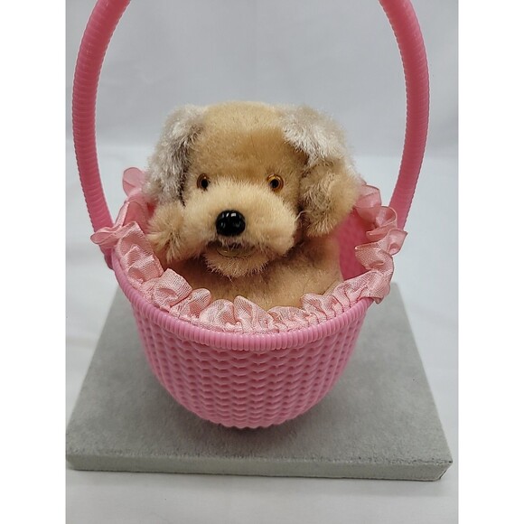 Vintage 1960s Pink "Little Dog In The Basket" Wind Up Mechanical Toy Japan Works - Picture 7 of 15